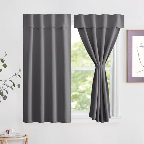 NICETOWN Portable Travel Blackout Curtains Self Adhesive Adjustable Draperies, Window Treatment Thermal Insulated Curtains for Bedroom Living Room (1 Panel, 42 by 63, Grey)