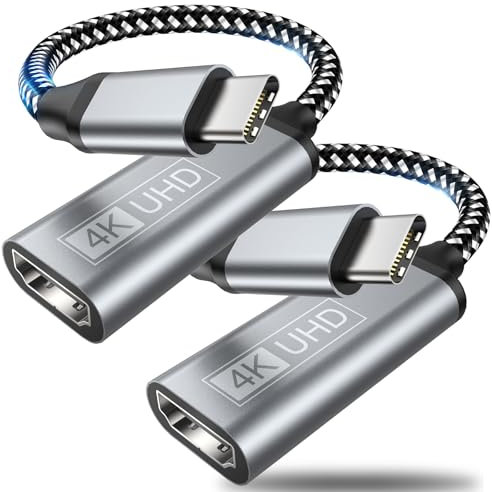 USB C auf HDMI Adapter - Type C zu HDMI 4K Adapter Kompatibel mit Thunderbolt 3/4,Video Audio Ausgang für iPhone 16Pro/16Pro Max/16,MacBook Pro/Air,Pixelbook,Surface Pro,iPadPro/Air,XPS,Galaxy S/Note