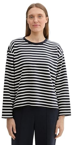 Tom Tailor Damen 1044626 Sweatshirt mit Streifen (1er Pack)