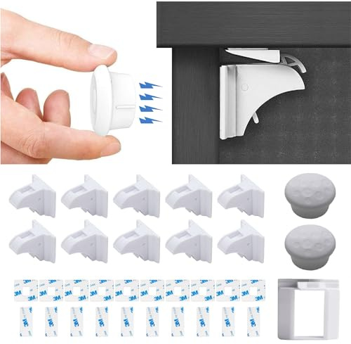 Blocca Cassetti per Bambini con Serratura Magnetica - Chiudi Cassetti Bambini con Chiusura di Sicurezza a Blocco per Mobili e Ante