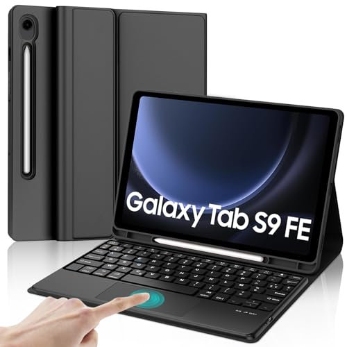 JADEMALL Clavier avec Trackpad pour Samsung Galaxy Tab S10 FE 10.9 2025/S9 FE 10.9 2023/S9 11 2023, AZERTY Français Clavier Détachable avec Trackpad pour Galaxy Tab S9 FE/S10 FE 10.9, Noir