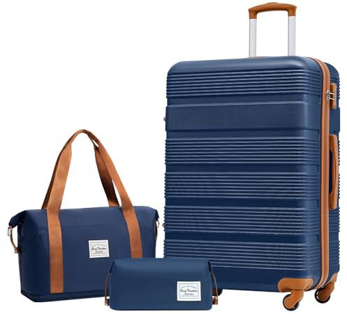 LONG VACATION Koffer handgepäck Trolley Gepäck, Reisekoffer Set Reise Hartschalen Trolley 4 Rollen TSA-Schloss Der Koffer Enthält 1 Reisetasche und 1 Kulturbeutel