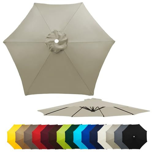 Auvent de rechange pour parasol 3/2/2.7 m,Toile de remplacement pour parasol,Couvercle de remplacement 6 baleines,Housse de Rechange pour jardin,patio ( Couleur : Gris clair , Taille : 6 baleines/300c