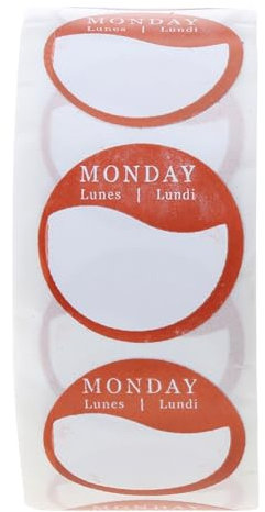 500 Stück selbstklebende Tag-Aufkleber, abnehmbar, 2,5 cm Register, Woche Mon-Sun, Lebensmittel, Restaurant, Tag, Punkte, Lagerbestands-Etiketten, Woche Inventar-Etiketten, ablösbar, Wochentag,
