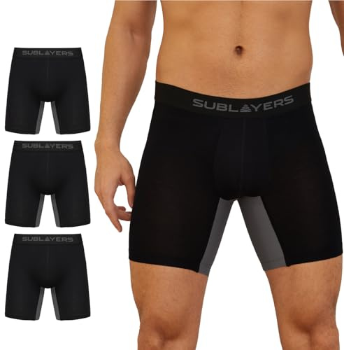 The Essentials Wardrobe Mens Bamboo Boxers 3 Pack Breathable Elasticated Waistband Premium Underwear Contoured 3D Pouch Anti-Chafe Panels Anti Leg Ride-up Mens Sports Boxers