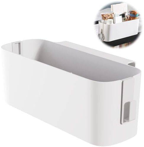 Bett Organizer zum Einhängen, Kunststoff Einhängen Bettorganizer ,Nachttisch Bett Bettablage Betttasche Boxen zum Aufhängen, Hängekörbe mit 2 Abnehmbarer Haken, für Familie, Wohnheim, Büro, Weiß
