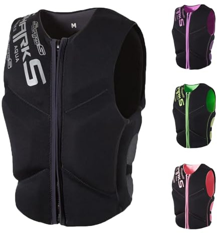 YAMNYSS Chaleco De Natación Profesional, Chaleco Salvavidas De Flotabilidad Anticolisión para Deportes Acuáticos para Adultos, Chaqueta para Pesca, Canotaje, Rafting,Negro,4XL