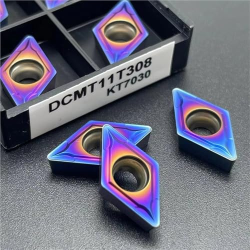 DCMT11T304 DCMT11T308 Edelstahl HRC55 Nano Blau Hartmetall Werkzeug DCMT 11T304 Gehärtet Hohe Härte CNC Werkzeug 10 STÜCKE Wendeschneidplatten(DCMT 11T308 KT7030)