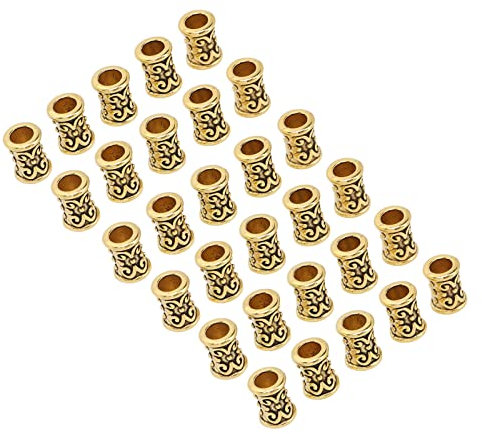 Haarschmuck, Haarperlen 30pcs Retro Legierung Dreadlock Accessoires Haare Dreadlocks Perlen Haarmanschetten für Flechten und Schmuckzuarbeiten (GOLD)