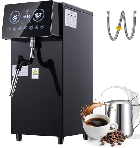 TERUISI Commercial Milk Frother, 1800W Automatic Steam Machine, 6L/1.6Gal Electric Coffee Milk Foamer Stainless Steel Frother with LED Display & Adjustable Temperature for Café Shop Hotel