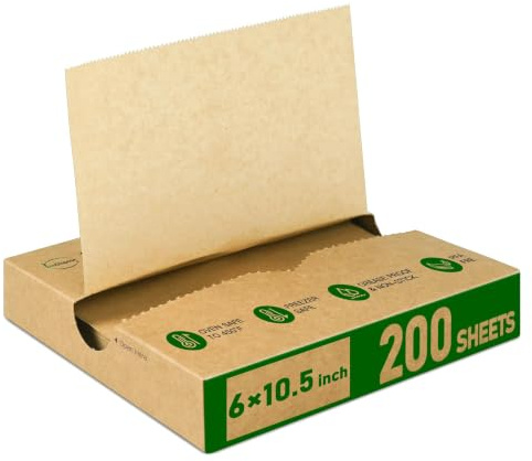 EcoDispose 200 Pcs 15×27cm (6x10.5) Kraft Precut POP UP Deli Paper Sheet | Heavy Paper for Food Wrap and Serving,POP UP Interfolded Dispenser, Food-Safe Grease-Proof Waterproof