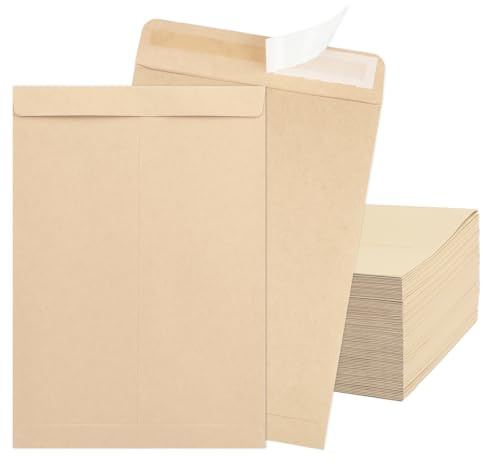 80 Stück Briefumschläge, C5 Umschläge, 229 x 162 mm, 120g/m²,Braun | Große Haftklebend, Ohne Fenster Für Rechnung und Fotos