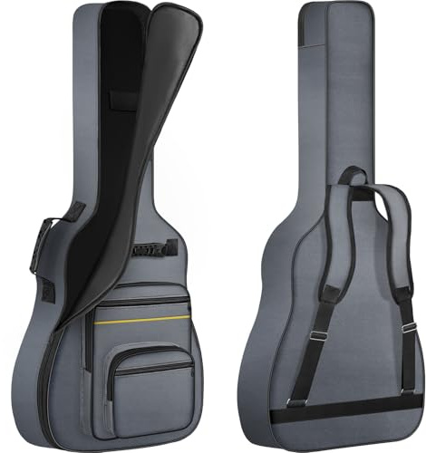 OUUTMEE 41 Zoll Tasche für E-Gitarre 104 x 40 x 7 cm Gitarrentasche Verstellbare Schultergu 5 mm Perlenwattepad 600D Oxford-Tuch，Grau