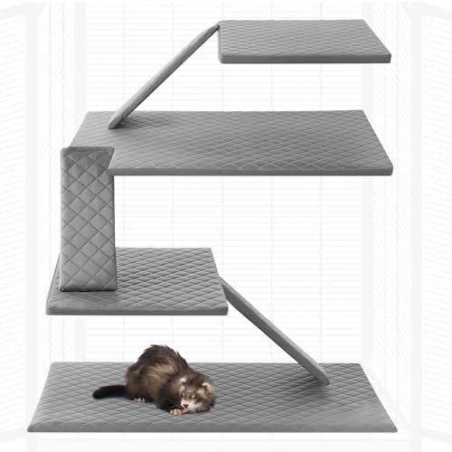Beeveer Frettchenkäfig-Auskleidung, waschbar, Frettchen, Bettwäsche, Käfig-Zubehör-Set für Kleintiere, Hamster, Ratten, Chinchillas, Igel, Meerschweinchen, 7 Stück (grau)