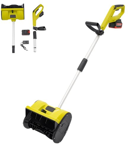 Quitanieves eléctrico con batería y cargadores, ancho de trabajo 32 cm, distancia de lanzamiento de 8 m, altura máxima de nieve 16 cm, regulador, 2200 rpm (verde)