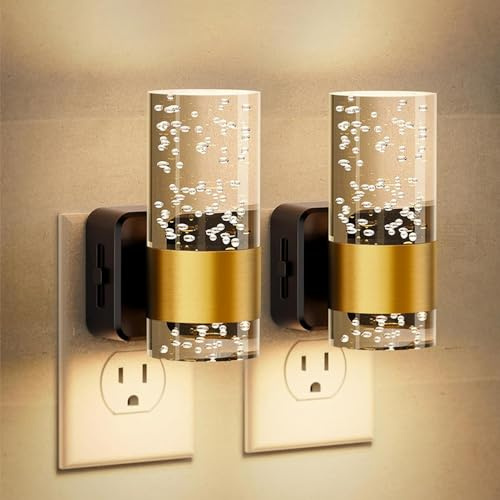 YANGUN 2Pack LED Plug in NightLight, Night Light Plug in Wall with Dusk to Dawn Sensor, Adjustable Brightness 0-100LM, Warm White 3000K, Dimmable Night Light for Bedroom Hallway Kitchen