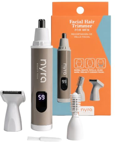 Nyra Recortador Facial 360° Nariz y Orejas, Motor Silencioso 9000rpm