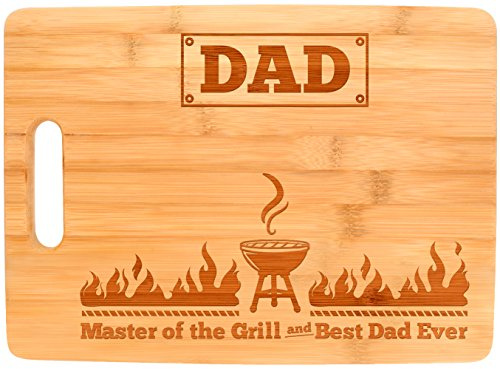 Father Gift For Dad Master of the Grill Dad Birthday Gifts For Dad Decorative Rectangle Shaped Wood Cutting Board