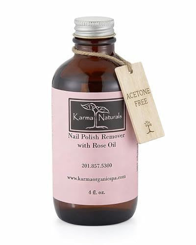 Karma organisk naturlig rosolja nagellackborttagare - icke-giftig, vegansk, fri från sprickor, acetonfria – nagelstärkare för naglar – 4 fl. Oz.