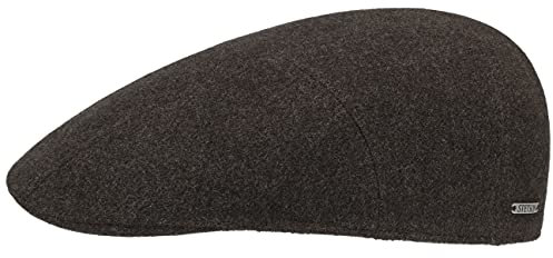 Stetson Reid Wool Flatcap Kaschmir Herren Made in EU Baumwollfutter Schirmlänge 5 cm Gatsby Cabrio Cap Herbst Winter braun XXL (62-63 cm)