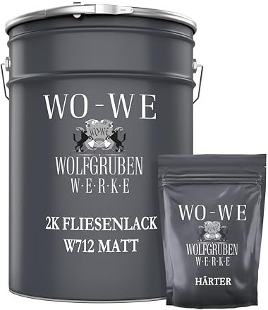 WO-WE 2K Fliesenlack MATT Weiß RAL 9010 Boden Wand Fliesenfarbe Bad Küche - 2,5Kg