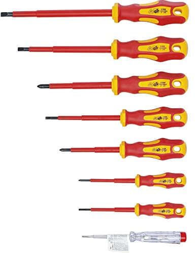 OC-PRO JEU DE 8 TOURNEVIS ISOLÉS PLATS ET CRUCIFORMES VDE/GS