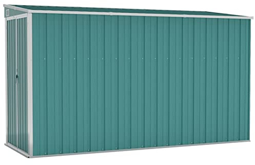 Capanno Giardino a Parete Verde 118x288x178 cm Acciaio Zincato