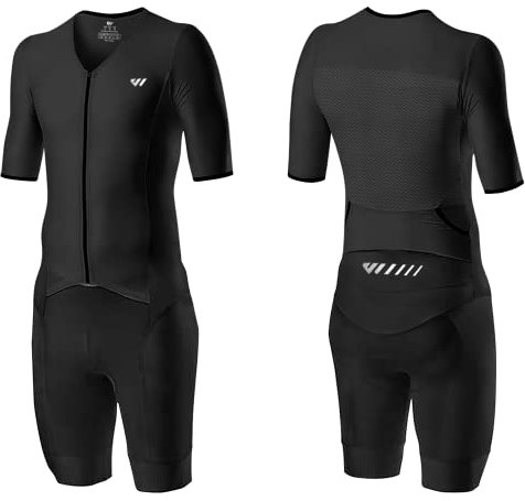 Lo.gas Herren Pro Trisuit Kurzarm Triathlonanzug für Rennen und Triathlon-Wettkämpfe -Triathlon-Anzug für Herren Schwarz Large