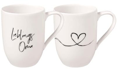 Villeroy & Boch – Statement Tassen Set Lieblingsoma 2 teilig Weiß, Schwarz, Spülmaschinenfest, Mikrowellensicher, Lieblingsoma Geschenke, Oma Tassen, Oma Becher, Kaffeetasse, Premium Porcelain