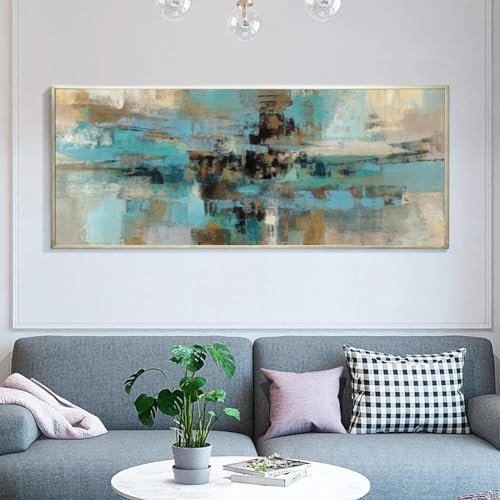 KADING Kunstdruck auf Leinwand, dunkelblau, abstrakt, großformatige Leinwandgemälde, Poster und Drucke für Wohnzimmer, Heimdekoration, 70 x 150 cm, ungerahmt