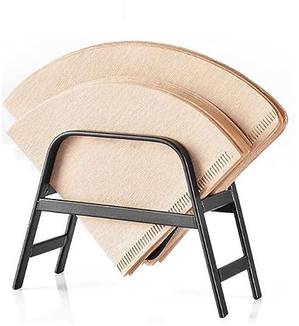 Coffee Filter Holder Iron Coffee Filter Holder, Coffee Paper Storage Rack Organizer, Coffee Filter Paper Container Stand Fit #01,#02 V60, and Fan -Shaped Filter Paper Coffee Paper Storage Container (