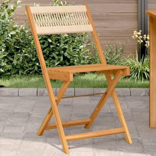 ShGaxin Bistrostühle 2 STK. Beige Massivholz Akazie und Polypropylen, Gartenstuhl, Balkon Stuhl, Outdoor Patio Dining Chairs, Stühle Für Die Terrasse, Terrassenstuhl - 367680