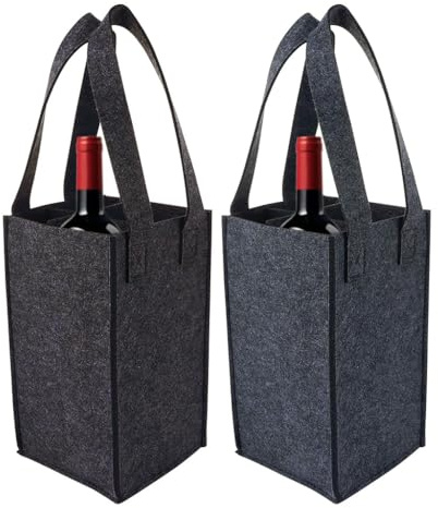Kellegour 2 Piezas Bolsa de Botella de Fieltro,Bolsas de Fieltro para Botellas de 4 Botellas,Bolsas de Fieltro Para Vino con Asas,Bolsa de Fieltro para Botellas para Vino,Cerveza