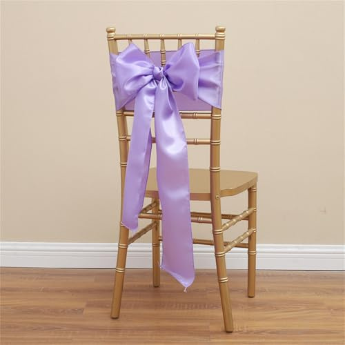Highdi Bänder aus Satin Stoff Schleife Stuhlhusse, Stuhl Schärpe Band Schleifen Stuhlhussen für Hochzeit, Ceremonie, Party, Veranstaltung, Geburtstag Dekoration (20 Stück,Lila)