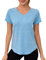 Gyabnw Sportshirt Damen Kurzarm Leichtes Atmungsaktiv Funktions Sport Oberteile Damen V-Ausschnitt Sport Top Frauen Für Fitness Laufshirt Yoga