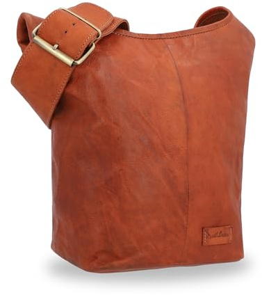 Gusti Leder Umhängetasche Damen – Shopper Tasche Leder Braun Groß – Handtasche Damen Echtleder Medium Cognac Handgefertigt Hochwertig