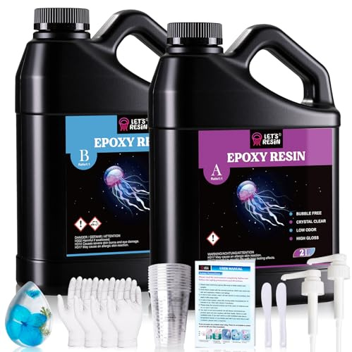 LET'S RESIN Casting Epoxy Resin Kit, 4L Crystal Clear & Bubble Free Epoxy Resin and Hardener, High Gloss Resin Kit for DIY Art, Mould Casting, Wood, Jewellery Making, Coasters, Table Top