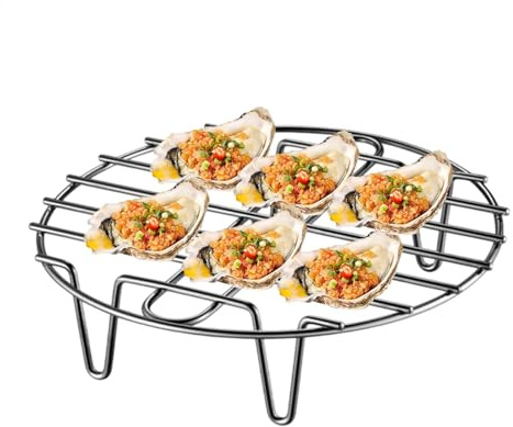 Round Roasting Rack, Stainless Steel Cooking Grid, Steaming Rack, 32.5x6cm Versatile Cooking Options Elevated Design Perfect for Dutch Oven Baking Steaming BBQ