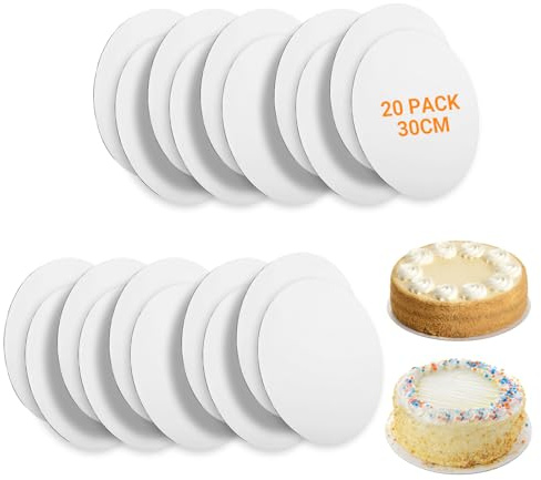 Atliberswo Lot de 20 planches à gâteau, rondes, 30 cm, blanches, en carton, pour gâteaux, desserts, mariage, anniversaire et fête