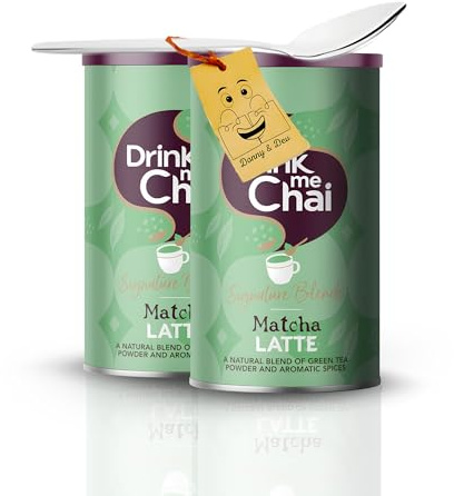 Chai Latte Bundle Includes: 2x Drink Me Chai Matcha Latte Powder 238g | Instant Matcha Powder | Bundled with 1x Little Spoon (Coffee/Tea Spoon) by Donny & Dev