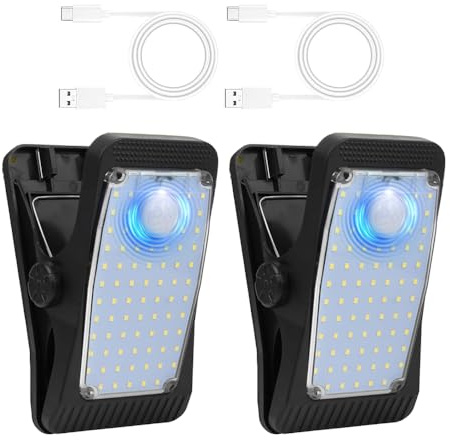 Dhqkqg Solarlampen für Außen mit Bewegungsmelder, 2 Stück Clip-on Solarleuchte Beleuchtung, IP65 Wasserdichte Solarleuchte Aussen für Terrasse, Veranda, Garage (Warmes Licht)