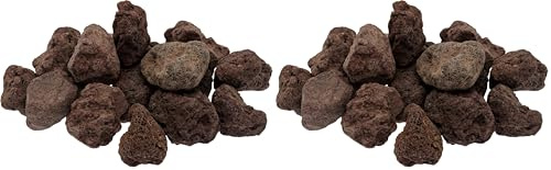 C.A.O. - Roca volcánica 3 kg – Piedra de Lava Natural para Barbacoa Gas o Eléctrica – Rodillos Reutilizables – Difusión Homogénica del Calor – Ecológico, Marrón (Paquete de 2)