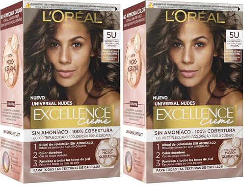 L'Oréal Excellence Universal Nudes Castaño Claro 5U 550 (Paquete de 2)