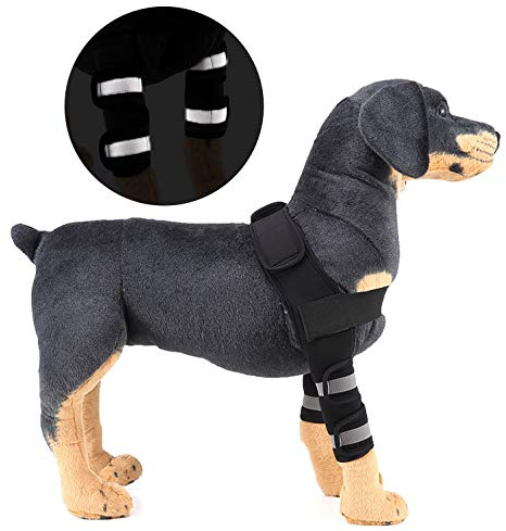 SELMAI Bandagen für Hunde Ellenbogen Schützen Schulter Vorderbein Klammer Canine Gelenkwickel Arthritis Verlust der Stabilität Hilft bei Wundheilung Verhindert Verletzungen Verstauchungen Schwarz L