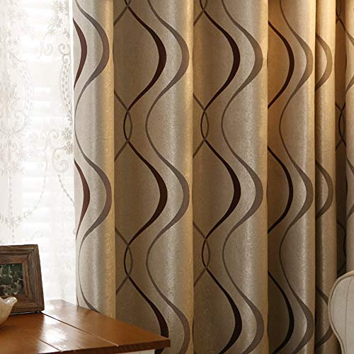 MYRU 2 Panels Set Modern Striped Curtains for Living Room (Coffee, 2 x 66x84 Inch)