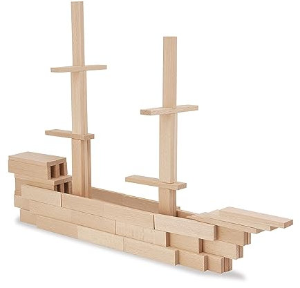 Eichhorn - Holzbaukasten - Holzsteine zum Bauen, inkl. Vorlagen, aus FSC 100% zertifiziertem Buchenholz, 200 teilig, für Kinder ab Zwei Jahren