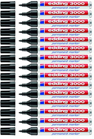 edding 3000 Permanent-Marker (15 Stifte, schwarz)