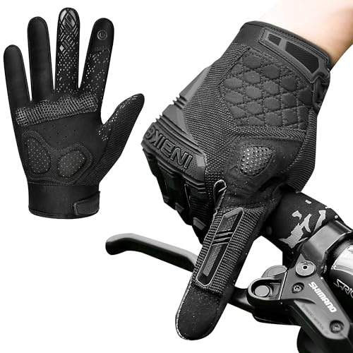 INBIKE MTB Handschuhe Herren Sommer Vollfinger Fahrradhandschuhe Lang Motocross Atmungsaktive Touchscreen rutschfest Radhandschuhe für Radfahren Moutainbike Rennrad Schwarz M