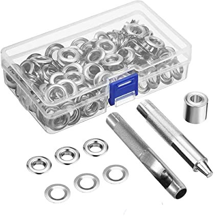 MorNon DIY 100 Set Ösen mit Scheibe 10mm Durchmesser Ösenzange Ösenwerkzeug für Schuhe Leder Stoff Papier Vorhang