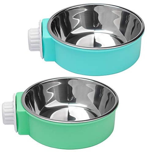 2 Pack Hanging Pet Crate Bowls, 420ml 4.3In Removable Cat Dog Bowls